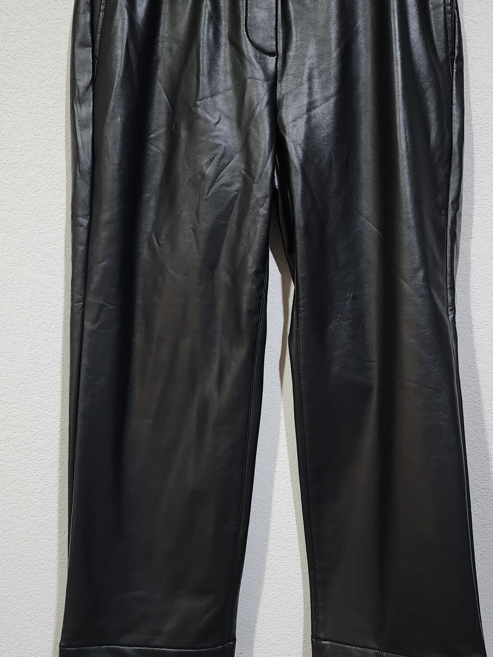 J Jill Black Faux Leather Straight-Leg Cropped Pants Size S